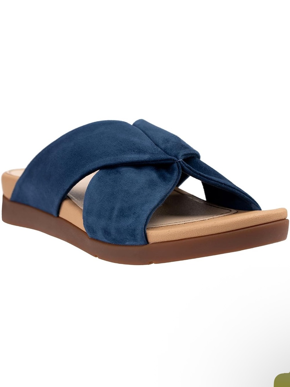 Revitalign Navy Suede Crisscross Slide Sandal - Women